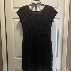 Ann Taylor Black Lace Mini Shift Lined Dress